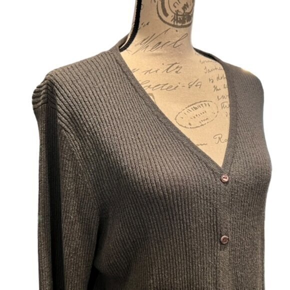 Bice Cardigan Sweater Women's Size Large Dark Grey Business Casual Fitted Button - Picture 3 of 11